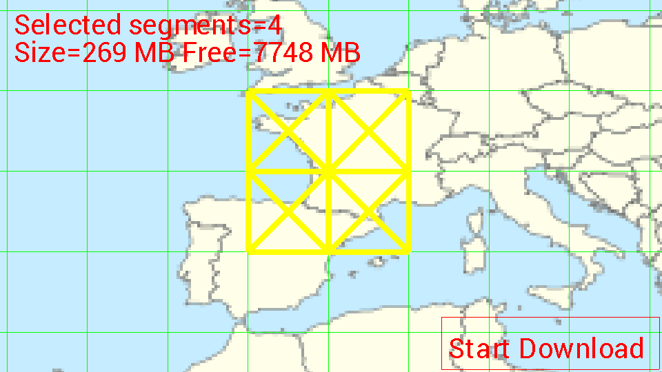 Grid selection of segments to download